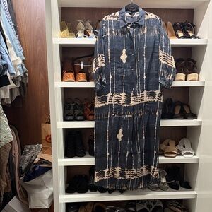 Elegant Long Sleeve Tie-Dye Dress